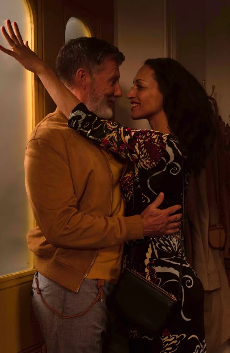 couple embracing and looking at each other